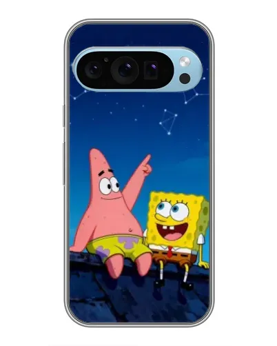 Чехол для Google Pixel 9 с картинкой «Губка Боб и Патрик ночью»
