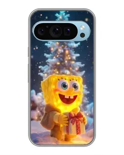 Чехол для Google Pixel 9 с картинкой «Рождественский Спанч Боб»