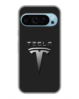 Чехол для Google Pixel 9 с картинкой «Стальной логотип Tesla»