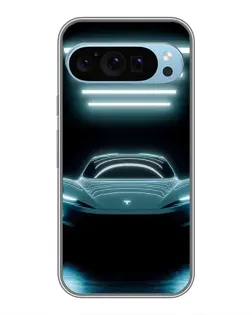 Чехол для Google Pixel 9 с картинкой «Tesla в неоне»