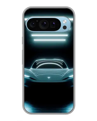 Чехол для Google Pixel 9 с картинкой «Tesla в неоне»
