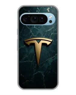 Чехол для Google Pixel 9 с картинкой «Мраморная Tesla Gold»
