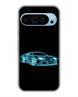 Чехол для Google Pixel 9 с картинкой «Неоновый контур Lamborghini»