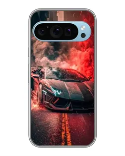 Чехол для Google Pixel 9 с картинкой «Lamborghini красный дым»
