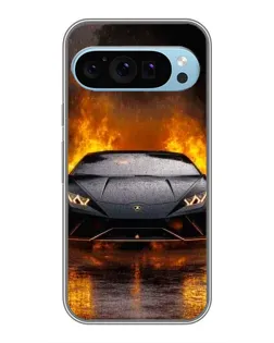 Чехол для Google Pixel 9 с картинкой «Lamborghini в огне»