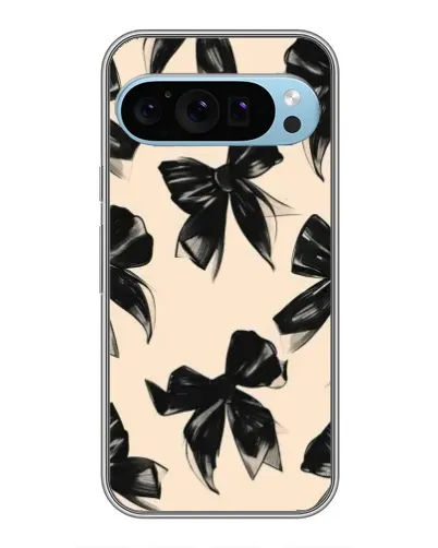 Чехол для Google Pixel 9 с картинкой «Паттерн черные банты»