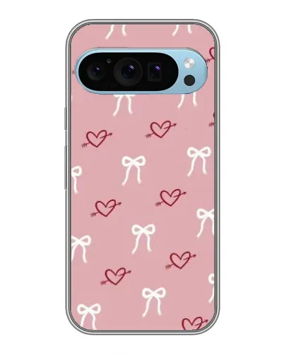 Чехол для Google Pixel 9 с картинкой «Сердца и банты»