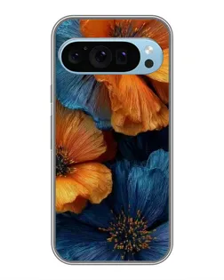 Чохол для Google Pixel 9 з картинкою «Яскрава синьо-помаранчева флора»