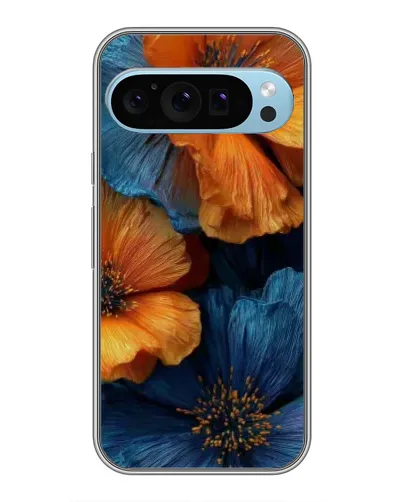 Чохол для Google Pixel 9 з картинкою «Яскрава синьо-помаранчева флора»