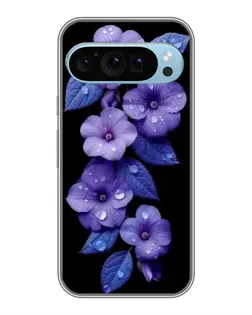 Чохол для Google Pixel 9 з картинкою «Фіолетові квіти з росою»