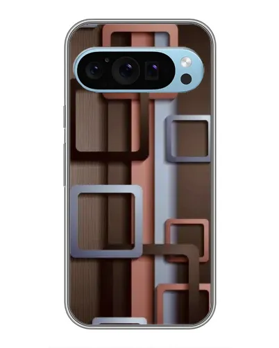 Чехол для Google Pixel 9 с картинкой «Коричневые объемные квадраты»