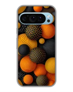 Чехол для Google Pixel 9 с картинкой «Объемные оранжевые сферы»