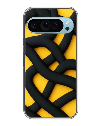 Чехол для Google Pixel 9 с картинкой «Черное желтое переплетение»