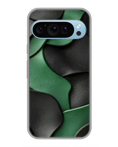 Чехол для Google Pixel 9 с картинкой «Зеленые кожаные волны»