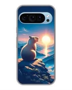 Чохол для Google Pixel 9 з картинкою «Захід сонця з капібарою»
