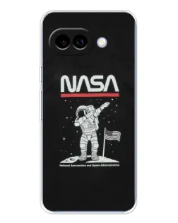 Чехол для Google Pixel 9A с картинкой «NASA — шагаем по Луне»