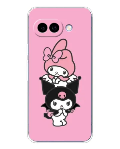 Чехол для Google Pixel 9A с картинкой «Трио My Melody и Kuromi»