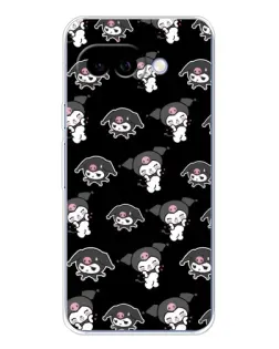 Чехол для Google Pixel 9A с картинкой «Черный паттерн Kuromi»