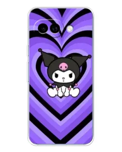 Чехол для Google Pixel 9A с картинкой «Kuromi и фиолетовые сердца»