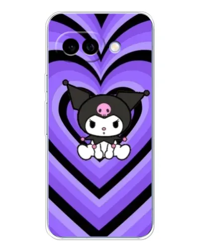 Чехол для Google Pixel 9A с картинкой «Kuromi и фиолетовые сердца»