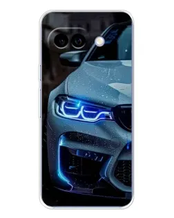 Чехол для Google Pixel 9A с картинкой «Взгляд BMW с синими фарами»