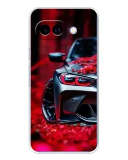 Чохол для Google Pixel 9A з картинкою «Спортивна BMW та квіти»
