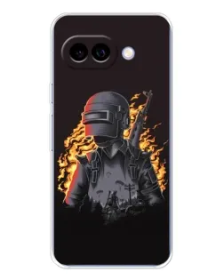 Чехол для Google Pixel 9A с картинкой «PUBG — огненный силуэт»