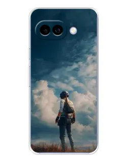 Чехол для Google Pixel 9A с картинкой «Герой PUBG на скале»