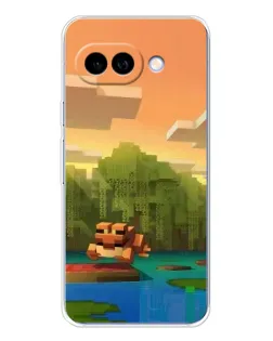 Чехол для Google Pixel 9A с картинкой «Майнкрафт закат солнца»