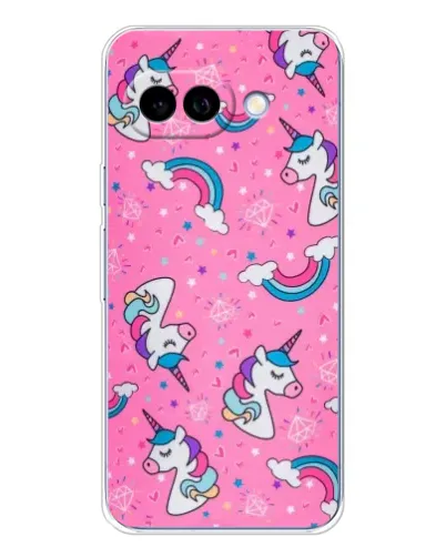 Чехол для Google Pixel 9A с картинкой «Unicorn паттерн розовый»