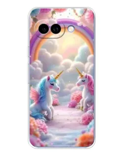 Чехол для Google Pixel 9A с картинкой «Радуга и единороги»