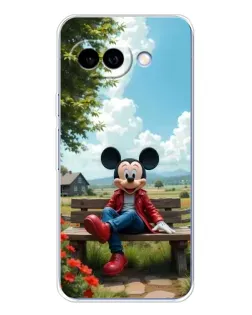 Чехол для Google Pixel 9A с картинкой «Микки на скамейке»