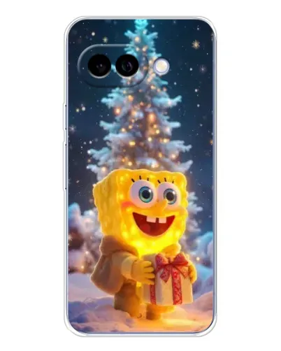 Чехол для Google Pixel 9A с картинкой «Рождественский Спанч Боб»