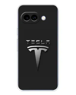 Чехол для Google Pixel 9A с картинкой «Стальной логотип Tesla»