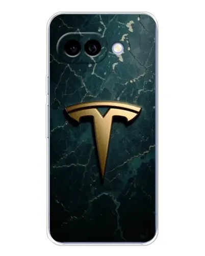 Чехол для Google Pixel 9A с картинкой «Мраморная Tesla Gold»