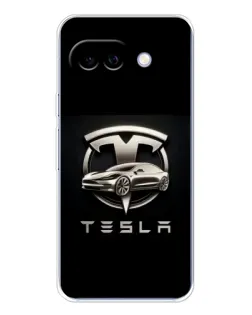Чехол для Google Pixel 9A с картинкой «Tesla — серебристое авто»