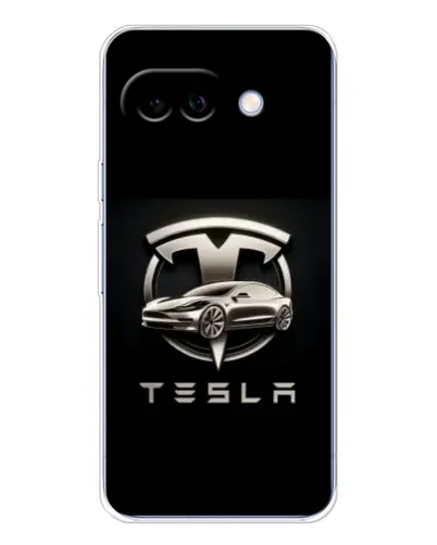 Чехол для Google Pixel 9A с картинкой «Tesla — серебристое авто»