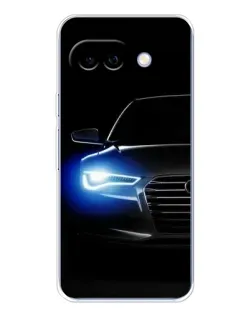 Чехол для Google Pixel 9A с картинкой «Неоновый взгляд Audi»