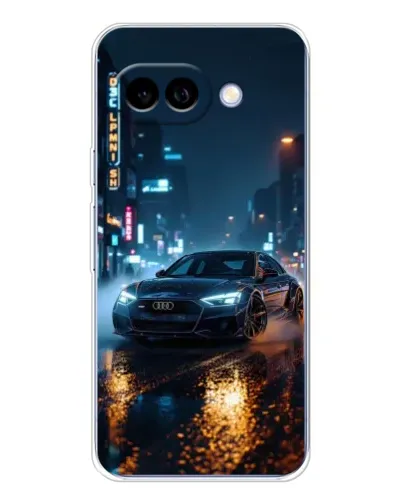 Чехол для Google Pixel 9A с картинкой «Ночной город и Audi»