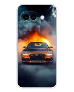 Чехол для Google Pixel 9A с картинкой «Audi в огненном дыму»