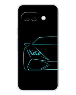 Чехол для Google Pixel 9A с картинкой «Голубой силуэт Lamborghini»