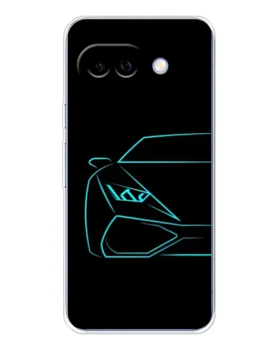 Чехол для Google Pixel 9A с картинкой «Голубой силуэт Lamborghini»