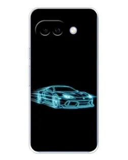 Чехол для Google Pixel 9A с картинкой «Неоновый контур Lamborghini»