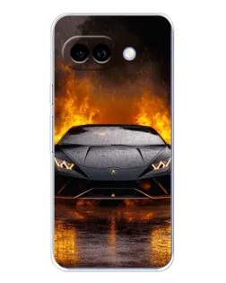 Чехол для Google Pixel 9A с картинкой «Lamborghini в огне»