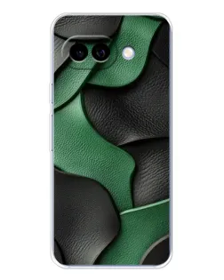 Чехол для Google Pixel 9A с картинкой «Зеленые кожаные волны»