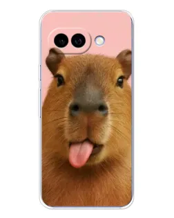 Чехол для Google Pixel 9A с картинкой «Капибара с языком»