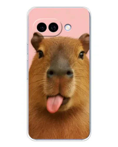 Чехол для Google Pixel 9A с картинкой «Капибара с языком»