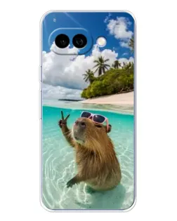 Чехол для Google Pixel 9A с картинкой «Капибара на море»