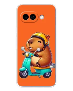 Чехол для Google Pixel 9A с картинкой «Капибара на скутере»
