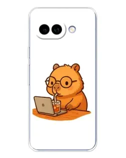 Чехол для Google Pixel 9A с картинкой «Капибара с ноутбуком»
